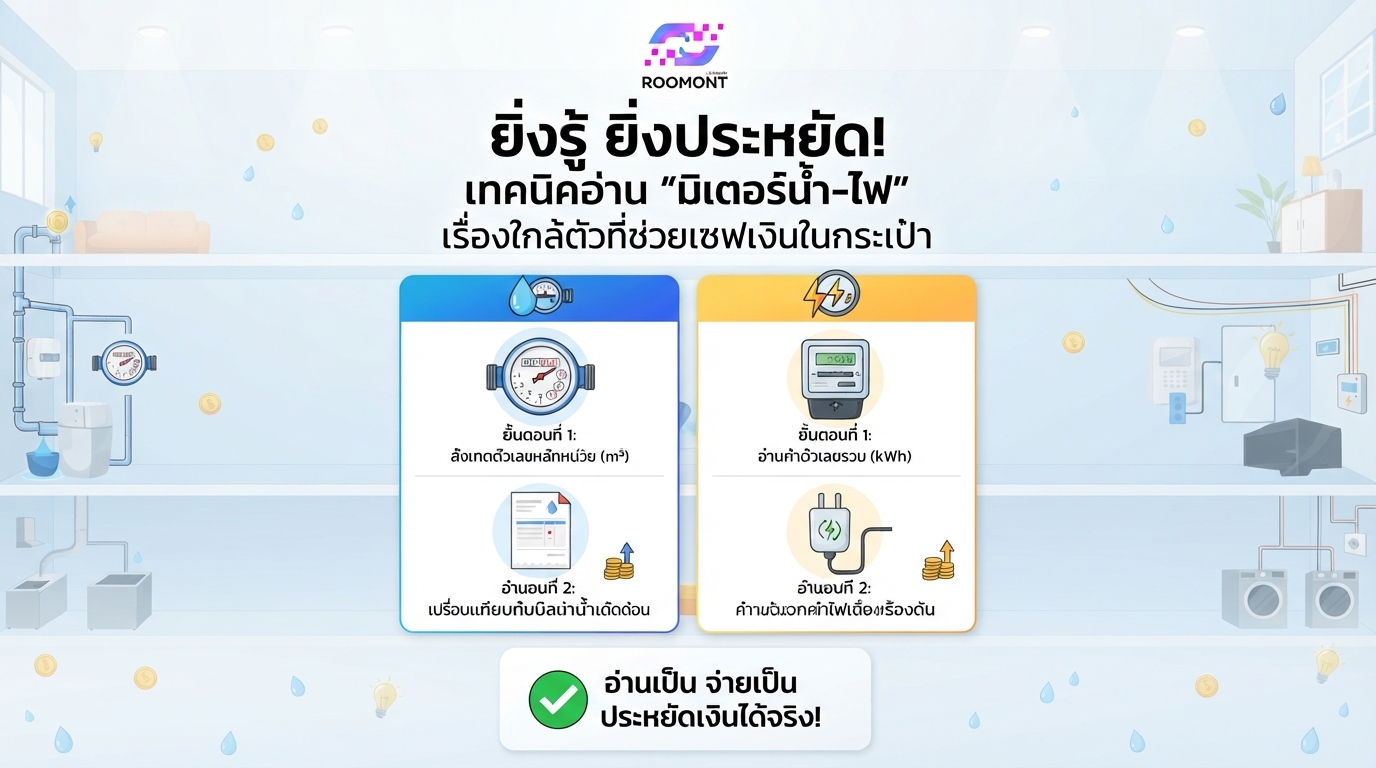Roomont : ยิ่งรู้ ยิ่งประหยัด! เทคนิคอ่าน “มิเตอร์น้ำ-ไฟ” เรื่องใกล้ตัวที่ช่วยเซฟเงินในกระเป๋า