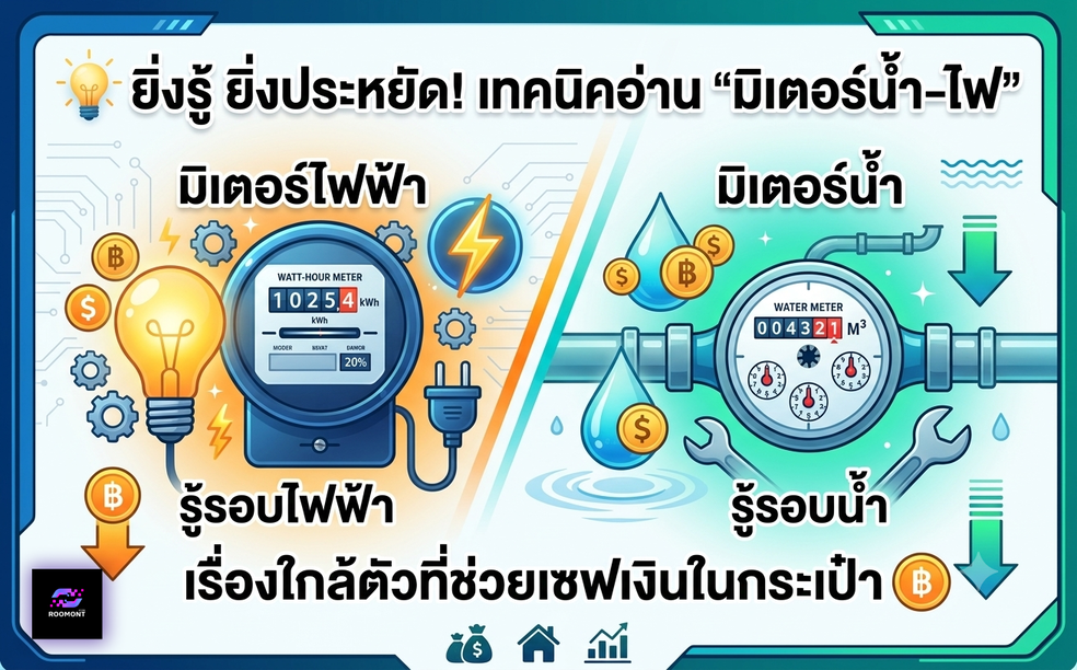 Roomont : ยิ่งรู้ ยิ่งประหยัด! เทคนิคอ่าน “มิเตอร์น้ำ-ไฟ” เรื่องใกล้ตัวที่ช่วยเซฟเงินในกระเป๋า